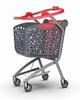 Закупівельний візок пластиковий Rabtrolley TWINST Basket 86 л Червоний